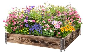 ATMOWOOD Lesena visoka greda z okovjem 120 x 120 x 20 cm - ožgana