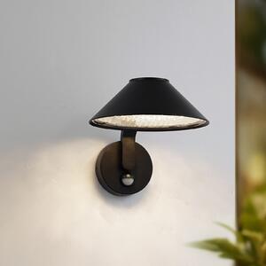 Lindby LED stenska svetilka Capelo, črna, kovina, senzor, Ø20cm, Črna, Aluminij, Sodobni