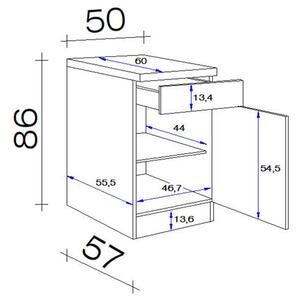 XXXL Kuhinjska Spodnja Omarica Neo, Bela, Siva, Š. 50 Cm