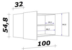 XXXL Kuhinjska Zgornja Omarica Milano, Antracit, Hrast, Š.100