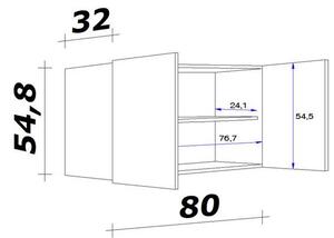 XXXL Kuhinjska Zgornja Omarica Milano, Antracit, Hrast, Š. 80