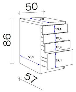 XXXL Spodnja Omarica S Predali Neo, Bela, Siva, Š. 50 Cm