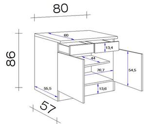 XXXL Kuhinjska Spodnja Omarica Milano, Antracit, Hrast, Š. 80