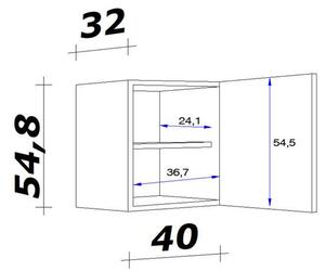 XXXL Kuhinjska Zgornja Omarica Milano, Antracit, Hrast, Š. 40