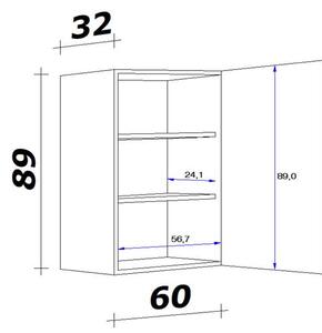 XXXL Kuhinjska Zgornja Omarica Milano, Antracit, Hrast, Š. 60