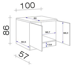 XXXL Spodnja Omarica Za Korito Neo, Bela, Siva, Š. 100 Cm