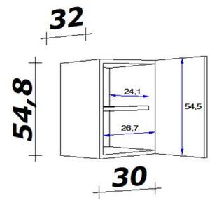 XXXL Kuhinjska Zgornja Omarica Milano, Antracit, Hrast, Š. 30