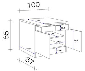 FlexWell Kuhinjska Spodnja Omarica Levi, Svetlo Siva, Š. 100 Cm