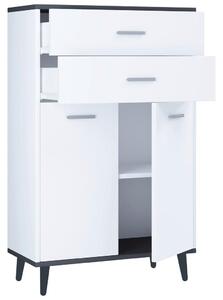 KOMODA, antracit, bela
