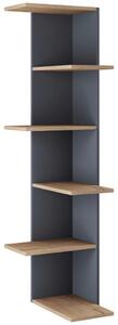 KOTNI REGAL 37/140/37 cm črna, medeni hrast