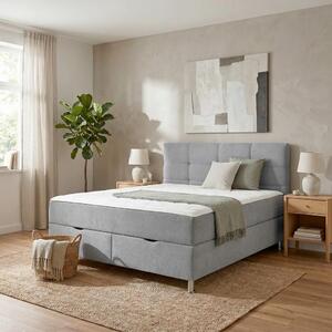 Mömax Postelja Boxspring Oviedo, Siva, 180x200