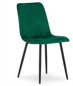 Temno zeleni žametni stol LAVA BOTTLE GREEN s črnimi nogami