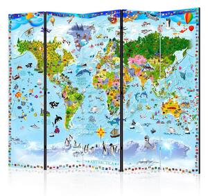 Artgeist Paravan World Map For Kids, 5-Dekni, Enostranski