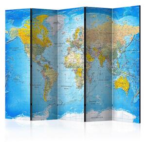 Artgeist Paravan Classic World Map, 5-Delni, Enostranski