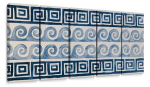 5-delna slika modre spirale in ornamenti