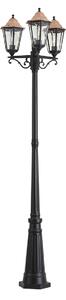 Klasična zunanja svetilka črna z bakrom 220cm 3-luči IP44 - Havana