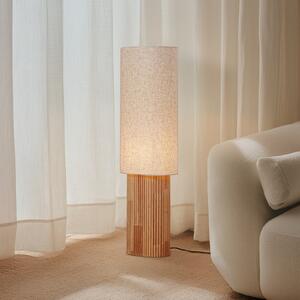 Lindby Stojna svetilka Kimiko, višina 100 cm, les, tekstil, E27, Les, Dnevna soba / jedilnica, Tkanine / tekstil, Skandinavski