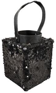 Lanterna z bleščicami LOFTY GLAM 27 cm, črna