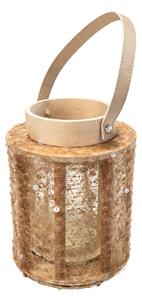 Lanterna z bleščicami NATUR GLAM 21 cm, naravna