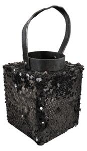 Lanterna z bleščicami LOFTY GLAM 20 cm, črna