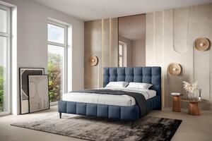 OBLAZINJENA POSTELJA 160 cm x 200 cm , les, tekstil, leseni material modra