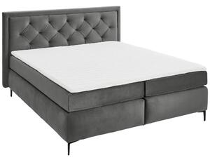 BOXSPRING POSTELJA 180 cm x 200 cm , tekstil siva