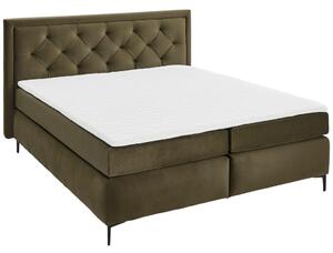 BOXSPRING POSTELJA 160 cm x 200 cm , tekstil temno zelena
