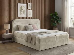 Oblazinjena postelja boxspring FORENA 140x200 cm kremna Vzmetnica: Vzmetnica Bonell