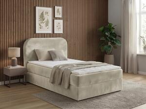 Oblazinjena postelja boxspring FORENA 90x200 cm kremna Vzmetnica: Vzmetnica Bonell