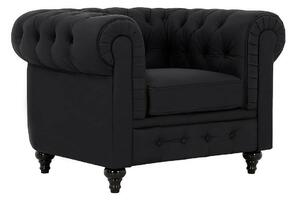 Chesterfield fotelj Manor House B104, Črna, 112x85x75cm, Noge: Les