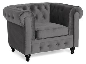 Chesterfield fotelj Manor House B105, Temno siva, 112x85x75cm, Noge: Les