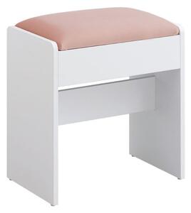Oprta taburetka/stolček VELVET za toaletno mizico, 45×45×28,6 cm, bela/roza Vasagle