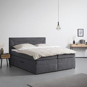 Bessagi Home Postelja Boxspring Maja, Siva, Z Nadvložkom, 180x200