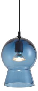 Retro viseča svetilka črna z modrim steklom za 1-fazni tirni sistem - Iconic Bell
