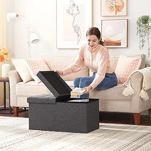 Tabure s shranjevalnim prostorom OTO, 76x38x48cm, antracit SongmicsHome