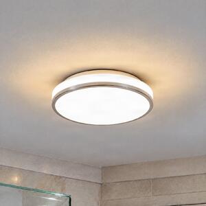 Lindby LED stropna svetilka Lyss, Ø 28 cm, krom barva, IP44, Bela, Kopalnica, Steklo, Sodobni