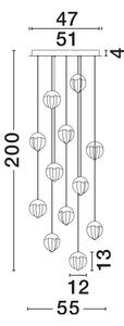 ALICIA LED LUSTER 12X CRNA 60W IP20 3000K TRIAC DIMABILNA NL9124115