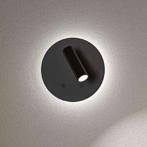 Paulmann LED-stenni reflektor na baterije Kiora, črn, višina 20 cm, z regulatorjem, zatemnjen, Črna, Dnevna soba / jedilnica, Kovina, Sodobni, Okrogla stena