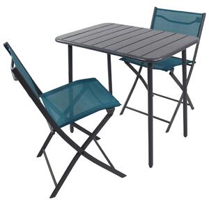 SET ZA BALKON kovina, umetna masa, tekstil črna črna, turkizna