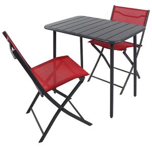 SET ZA BALKON kovina, umetna masa, tekstil črna rdeča, črna