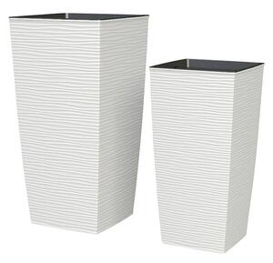 Oglati stebrasti cvetlični lonec Aurora (Do x Š x V: 35 x 35 x 68 cm, Plastika, Bele barve)