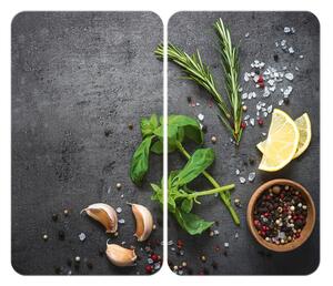 Komplet 2 sivih steklenih pokrovov za štedilnik Wenko Universal Herbs