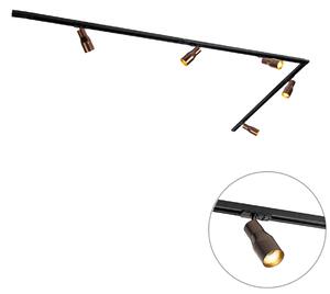 Sodobni sistem tirnih svetil s 5 reflektorji temno bronaste barve 1-fazni - Iconic Kohua
