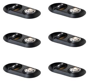 Komplet 6 zaobljenih vgradnih reflektorjev črne barve GU10 70 mm 2-luči - Hubs
