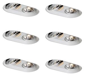 Komplet 6 zaobljenih vgradnih reflektorjev belih GU10 70 mm 2-luči - Hubs