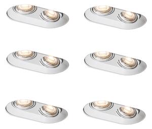 Komplet 6 okroglih vgradnih reflektorjev belih GU10 50 mm 2-luči - Hubs