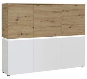 Modern Living Široka Komoda Luci, Bela, Barva Hrasta