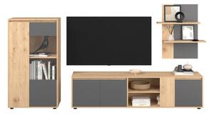 Modern Living Dnevni Regal Caneva, Barva Hrasta, Antracit, 2-Delni