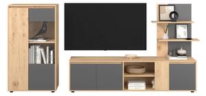 Modern Living Dnevni Regal Caneva, Barva Hrasta, Antracit, 2-Delni
