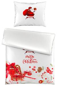 OBOJESTRANSKA POSTELJNINA Christmas Collection 140/200 cm saten rdeča, bela